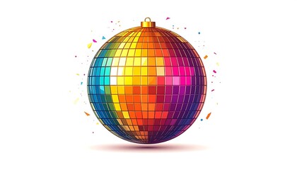 Colorful disco ball on white background