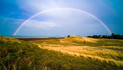 Naklejka premium Coastal Rainbow Landscape.