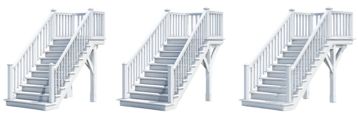 Fototapeta premium Three white wooden stairs