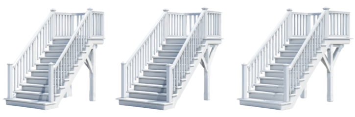 Three white wooden stairs