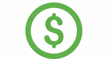 Obraz premium Green dollar sign symbol inside circle for financial success and money concepts