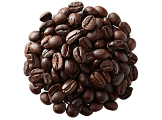 Aromatic roasted coffee beans close up dark background, Isolated On Transparent Background