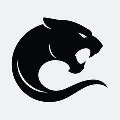 Fototapeta premium Silhouette aggressive panther head roaring logo design vector illustration