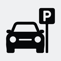 Silhouette car parking sign illustration representing transportation vector illustration