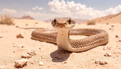 Close-up of a snake in a desert