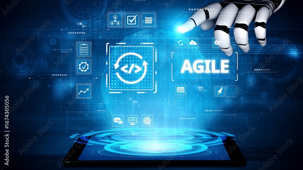 Aufkleber agile project management using teams and agile planning for agile development. agile enables flexibi