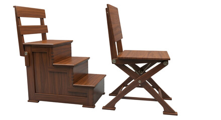 Wooden step stool chair design illustration