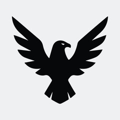 Silhouette eagle bird symbol with open wings vector illustration