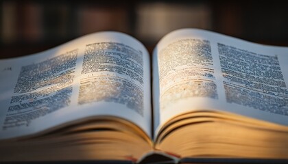 Obraz premium a close up of an open dictionary with a clear focus on words and definitions symbolizing literacy and knowledge