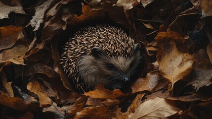 A close-up of a hedgehog curled into a small ball