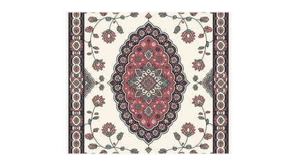 Elegant Ornamental Rug Design with Vintage Floral Patterns: An Aesthetic Carpet for Digital Projects with Traditional and Unique Seamless Borders and Textures