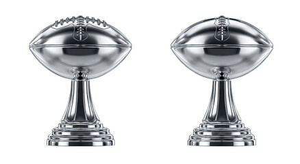 Two silver football trophies