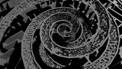 Hypnotic 3D Render of a Spiral Maze