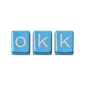 Three light-blue computer keys with the word "OKK