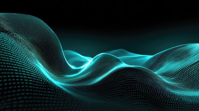 Abstract teal digital wave pattern - Powered by Adobe