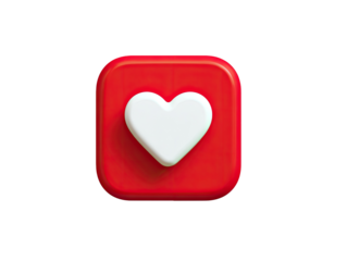Red square icon with white heart