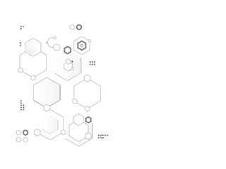 White vector background geometric hexagonal futuristic design with text space | Science abstract background with hexagon and molecules, molecules DNA for digital technology, medical