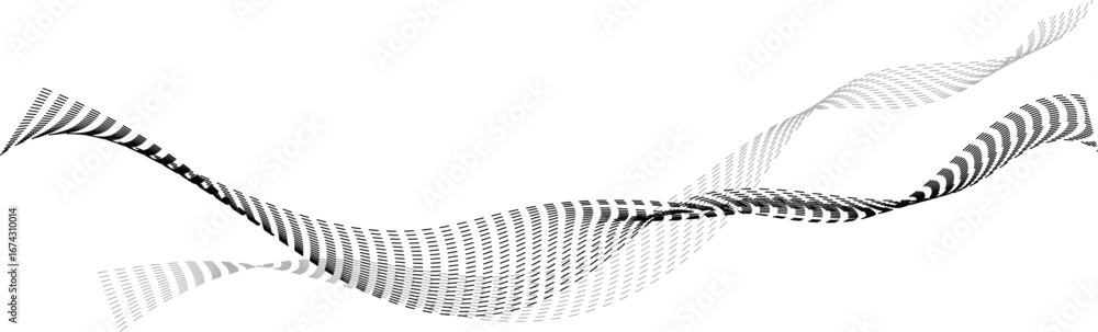 Poster vector art of abstract black and white wavy lines with optical illusion effect