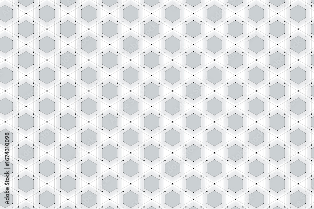 Aufkleber white geometric 3d seamless background | abstract hexagonal cell mesh pattern luxury design for busi
