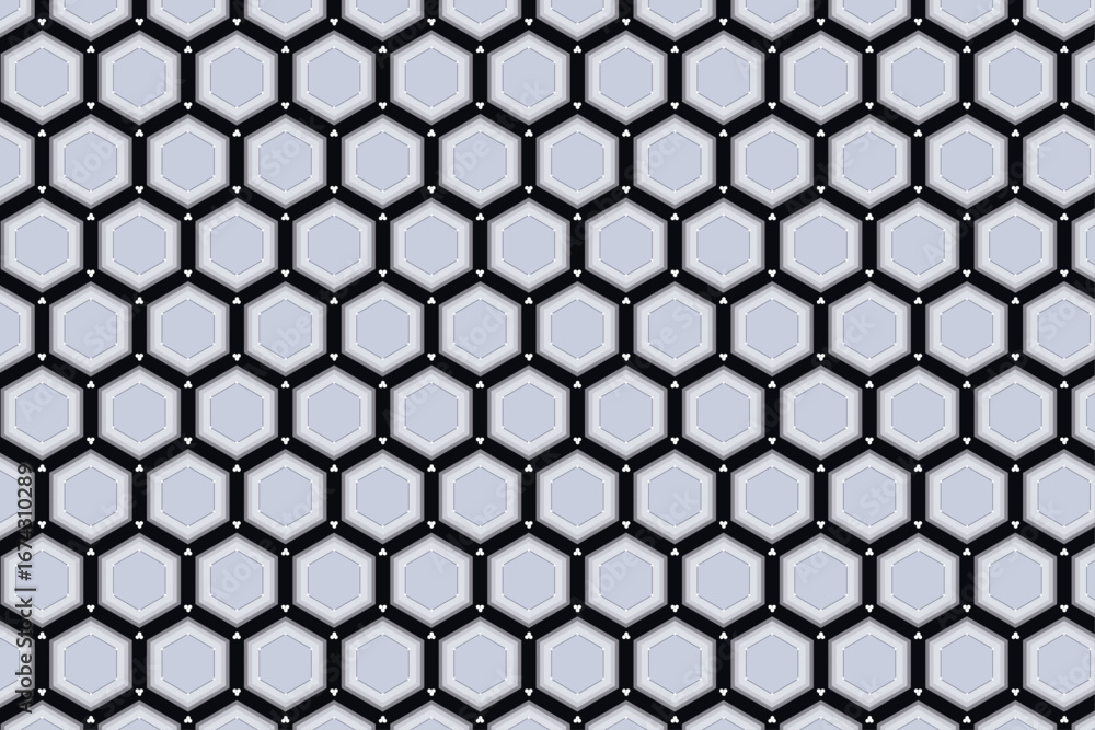 Aufkleber black, silver hexagonal background seamless 3d texture | abstract honeycomb mesh geometric pattern l