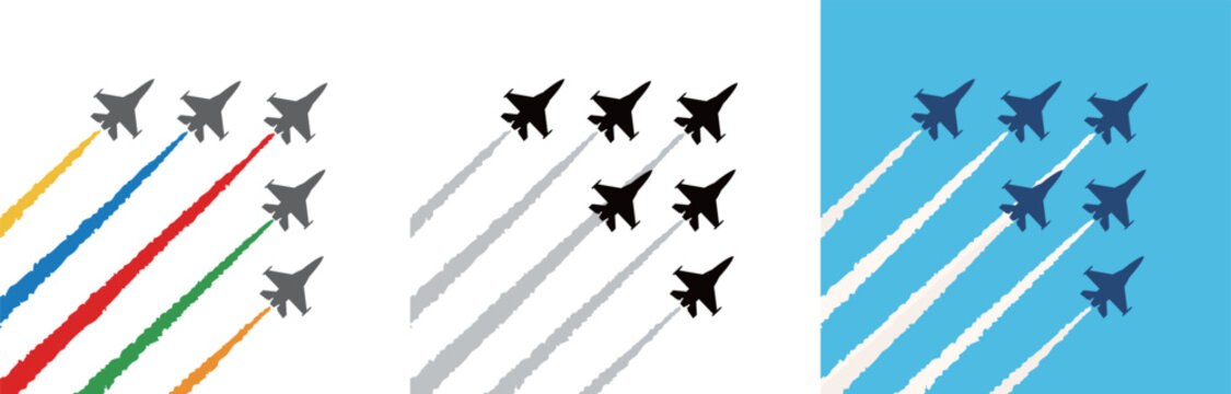 contrail and fighter jet silhouette,Fighter jets performing aerobatic flyovers at air shows and major events