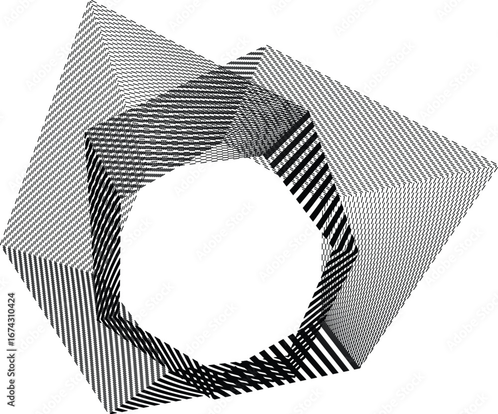 Poster vector art of abstract geometric shape with black lines and a circle