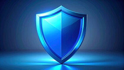 Shiny blue shield on dark background