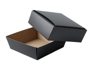 Black square food container, open