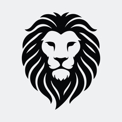 Obraz premium Silhouette Lion head fierce isolated black majestic animal vector illustration
