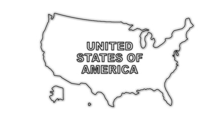 Black and White United States Map Outline Minimalist Monochrome Illustration
