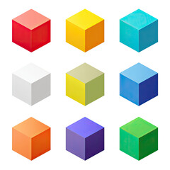 Colorful 3D cubes in a grid pattern