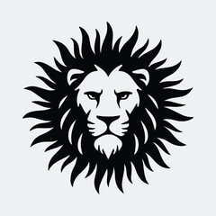 Obraz premium Silhouette lion head fierce majestic animal vector illustration