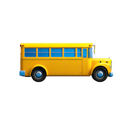 Side view of a yellow school bus.  3D rendering