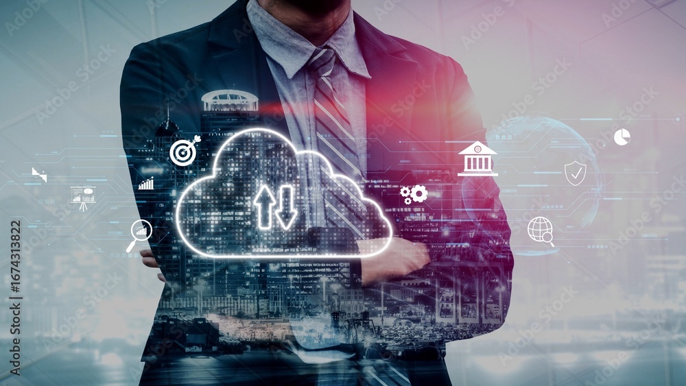 Aufkleber cloud computing, cloud strategy, and cloud technology transforming digital infrastructure with scala