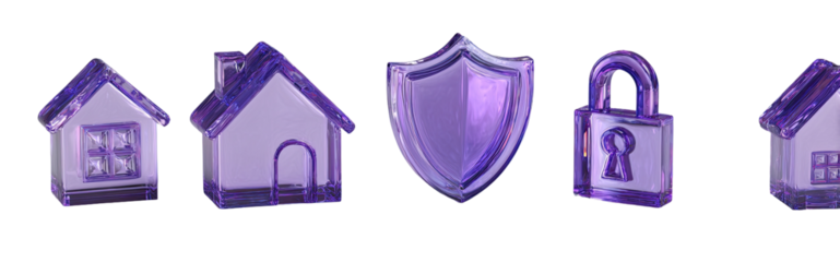 Purple House, Shield, and Lock Icons