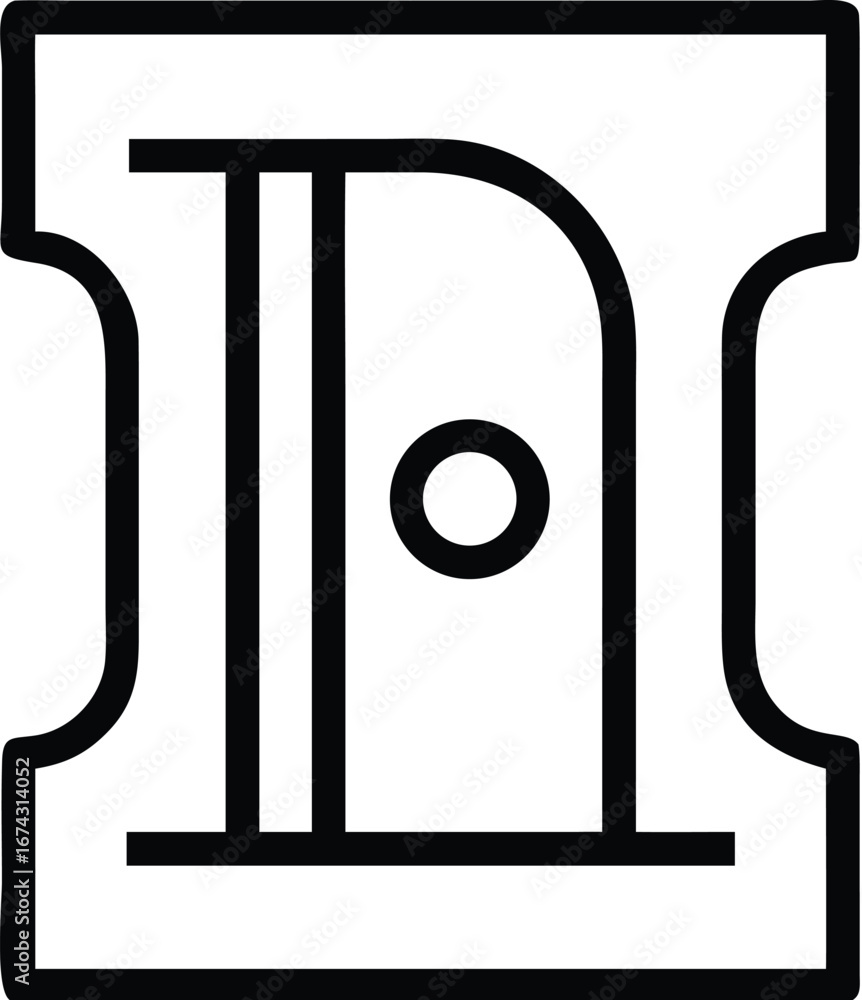 Poster vector art of simple line art icon of a pencil sharpener