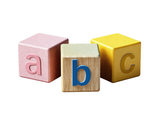 Three colorful wooden alphabet blocks