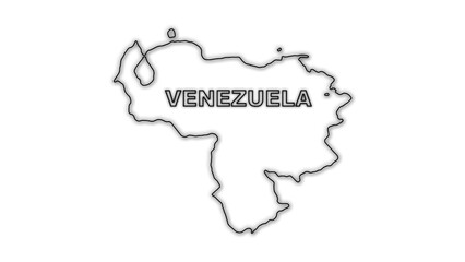 Black and White Venezuela Map Outline Minimalist Monochrome Illustration