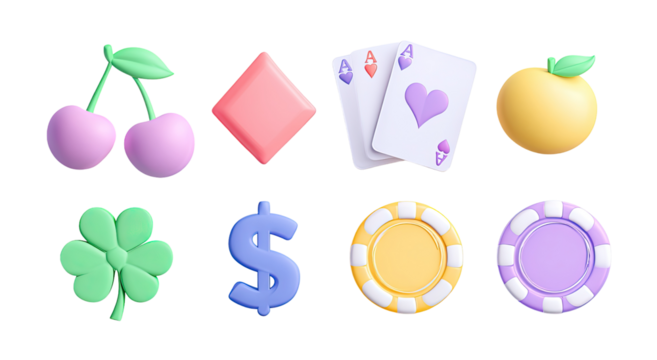 Pastel-colored casino symbols