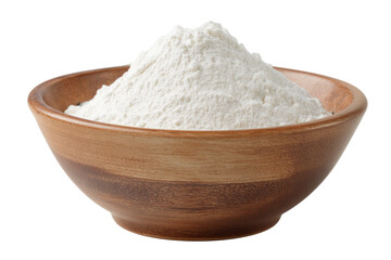 Pile of white powder in a wooden bowl