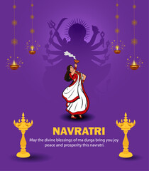 Hindu Goddess Durga Dancing Navratri Festival Purple Backgroun