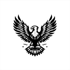 Stylized black eagle with wings spread wide