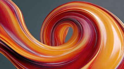 Abstract swirling ribbons of vibrant orange and red
