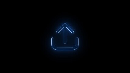 Upload Neon Blue Icon Animated Video - Powered by Adobe