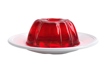 Red gelatin dessert on a white plate (1)