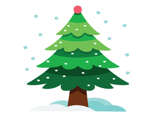 Fototapeta premium Christmas Tree with Star Topper and Ornaments for Holiday Season Celebrations, Christmas tree vector isolated on white background