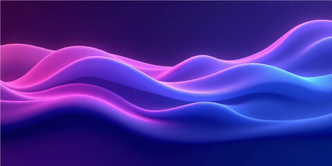 Abstract flowing blue and purple lines form a smooth wave pattern on a dynamic digital background