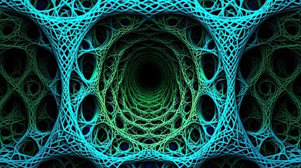 Abstract Turquoise Green Network Tunnel Art