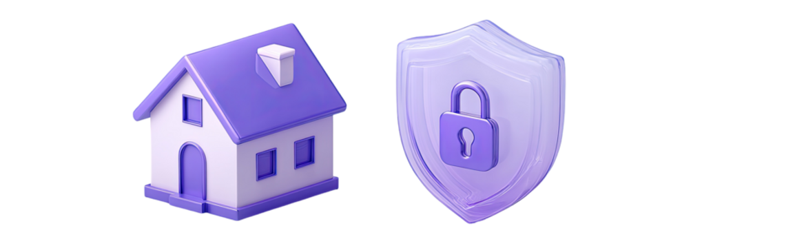 Purple house and shield graphic (1) - Powered by Adobe