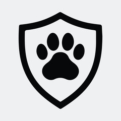 Silhouette paw print in shield pet protection vector illustration © CreatiMart